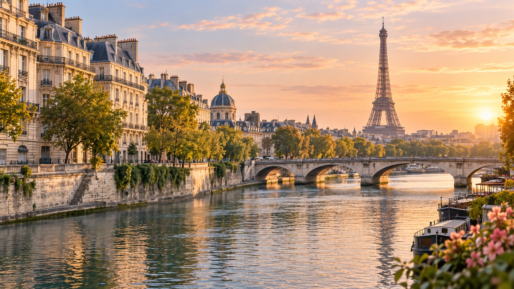 Évocation paysagère de Paris et de la Seine, sans personnages